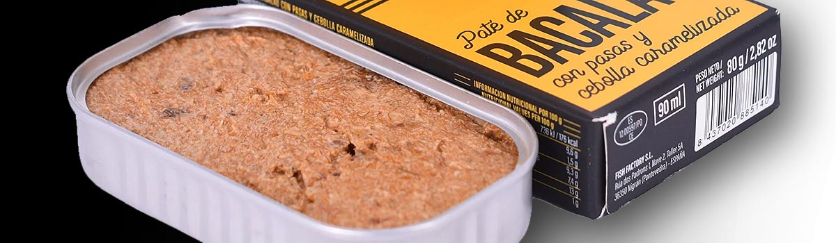Paté de Bacalao con pasas y cebolla caramelizada - Kabeljau-Pastete mit Sultaninen und karamellisierten Zwiebeln