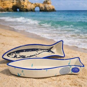 Keramik-Schale in Fischform 26 cm Sardine-Motiv, ofenfest (Portugal)