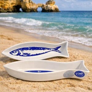 Keramik-Schale Fischform 26 cm Sardine-Motiv ohne Kleckse, ofenfest (Portugal)