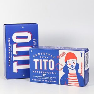 TITO Berberechos al natural en Aqua de Mar - Herzmuscheln mit Zitrone und Zwiebeln 110,4g/62,4g