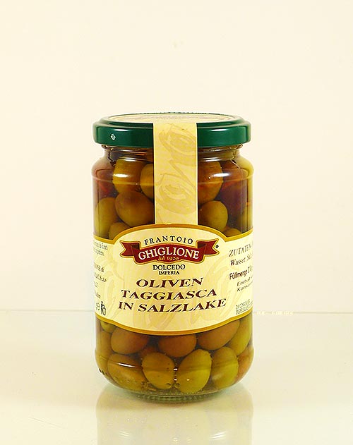 Taggiasche-Oliven in Salzlake - Olive Taggiasca in Salamoia Ghiglione