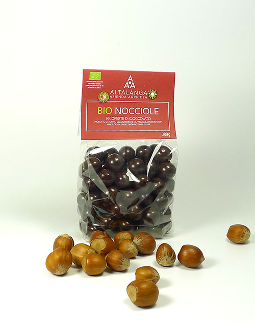 BIO Haselnüsse in Zartbitter-Schokolade - BIO-Nocciole ricoperte di Cioccolato fondente 200g