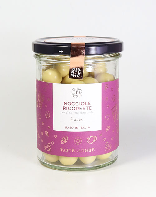 Piemont-Haselnüsse in weißer Schokolade - Nocciole Ricoperta Cioccolato bianco 200g