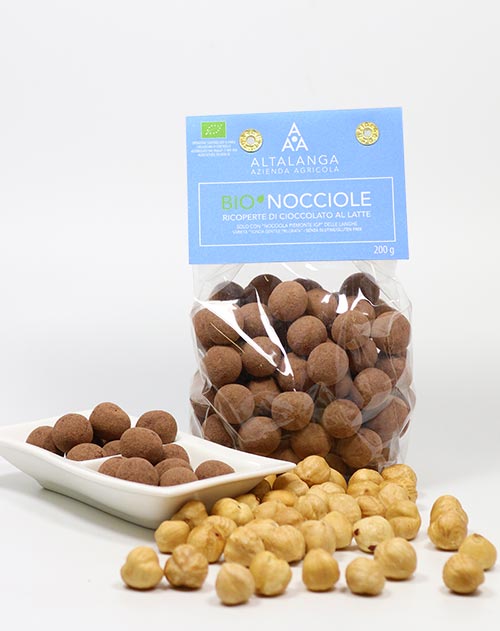 Schokolierte BIO Haselnüsse (Vollmilch) - BIO-Nocciole ricoperte di Cioccolato al Latte 200g