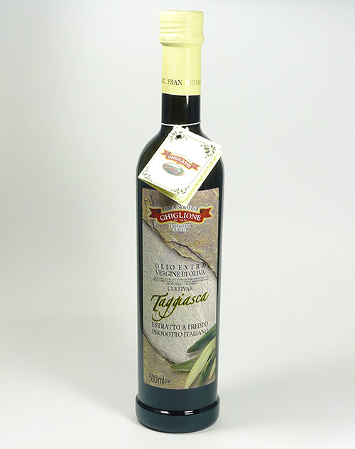 Natives Olivenöl extra, sortenreines Taggiasca-Olivenöl - Olio Extravergine di Oliva Cultivar Taggiasca, Ghiglione 500ml