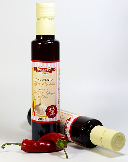 Würzöl - Condimento Aglio e Peperoncino a base di Olio Extra Vergine di Oliva, Frantoio Ghiglione
