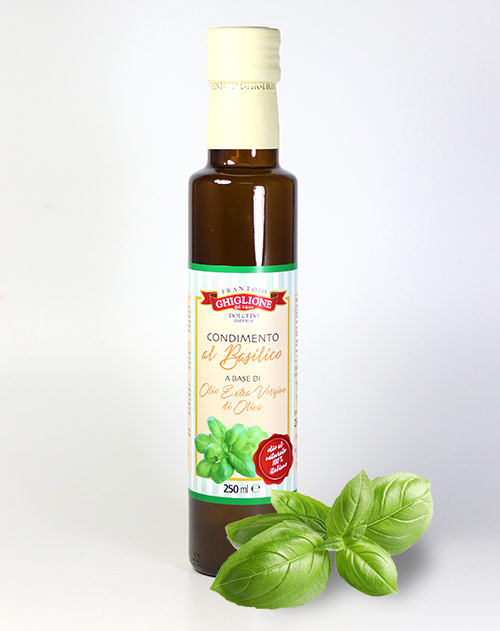Würzöl - Condimento al Basilico a base di Olio Extra Vergine di Oliva, Frantoio Ghiglione 250ml