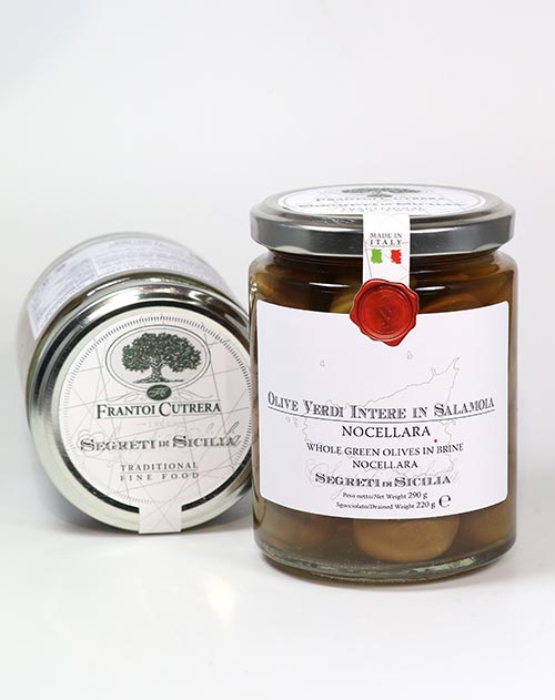 Olive Verdi Intere in Salamoia - Ganze grüne Oliven in Salzlake 290g/220g