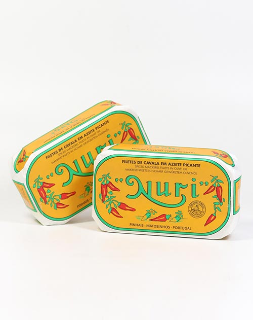 Makrelenfilets in pikantem Olivenöl - Filetes de Cavala em Azeite Picante 125g/90g Nuri