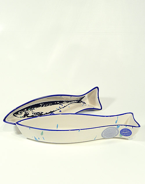 Keramik-Schale in Fischform 26 cm Sardine-Motiv, ofenfest (Portugal)