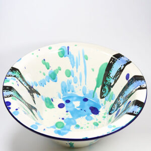 Große Keramik-Schüssel Sardinen-Motiv 28,5 cm, ofenfest (Portugal)