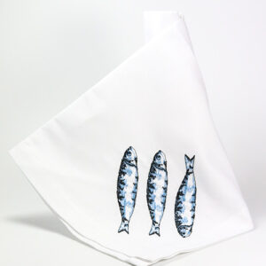 Stoff-Serviette 'Sardinen' in Halbleinen aus Portugal