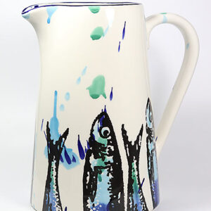 Wasserkaraffe, Krug groß Höhe 22cm Sardinen-Motiv (Portugal)