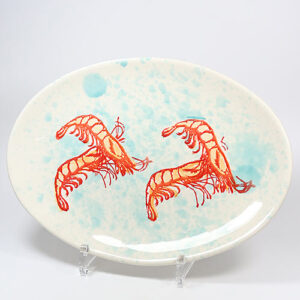 Servierplatte Garnelen-Motiv 30 x 21 cm oval, ofenfest (Portugal)