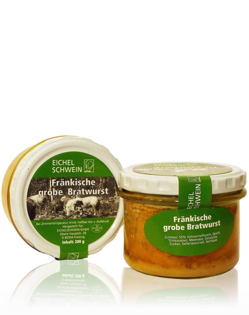 Fränkische grobe Bratwurst EICHELSCHWEIN Waldweide