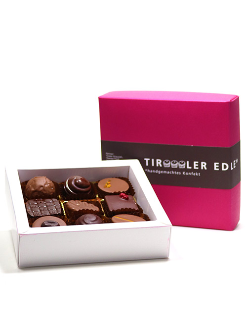 Tiroler Edle, handgemachte Pralinen von Chocolatier Hansjörg Haag aus Tirol.