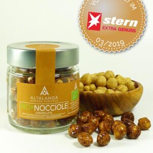 SONDERANGEBOT Karamellisierte BIO Haseln&uuml;sse - BIO Nocciole caramellate 120g, STERN EXTRA GENUSS 13/19