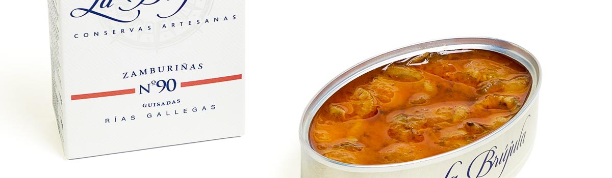 Zamburinas La Brújula No. 90 Geschmorte Jakobsmuscheln in galicischer Sauce